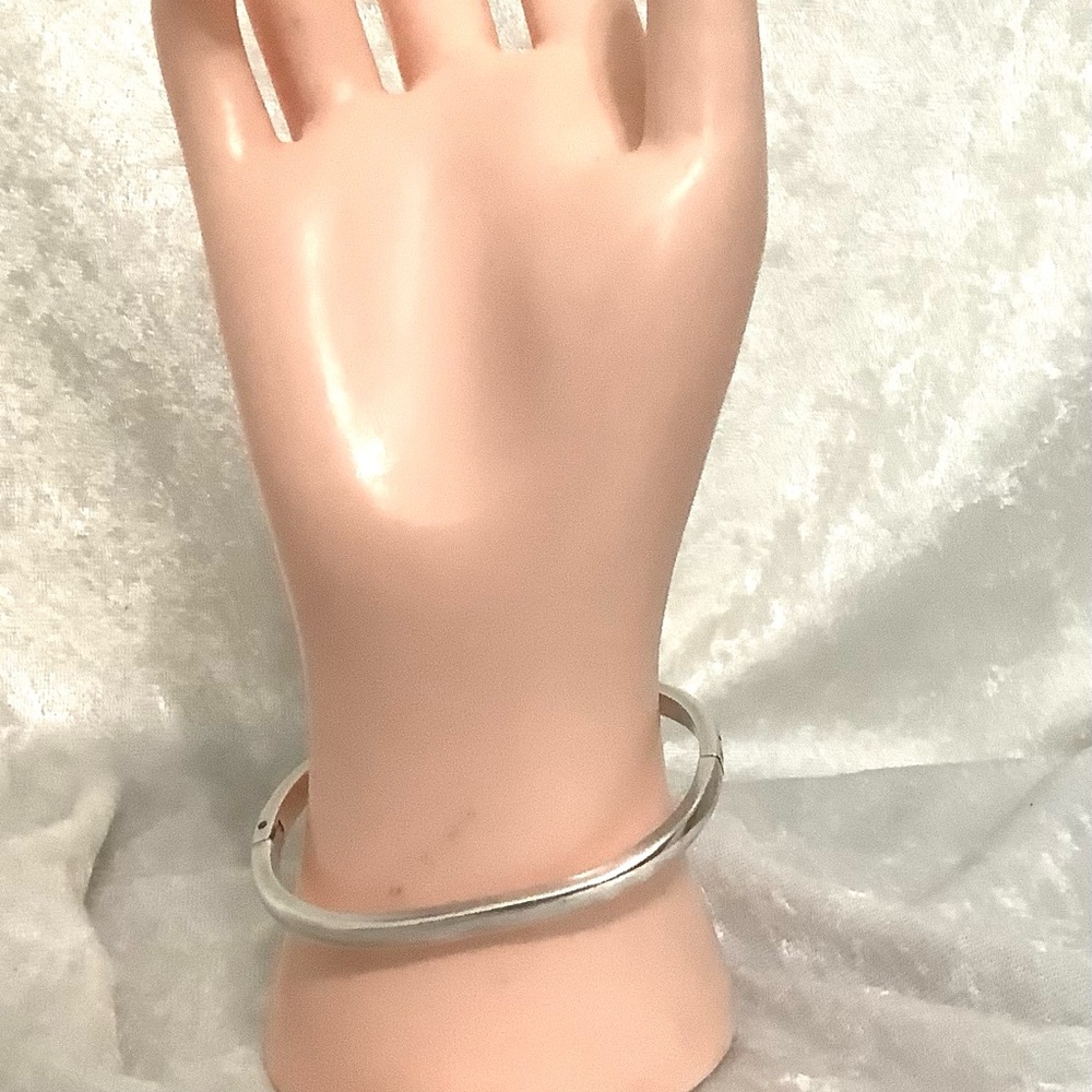 Vintage 925 Solid Silver Hinged Bangle Bracelet W… - image 6